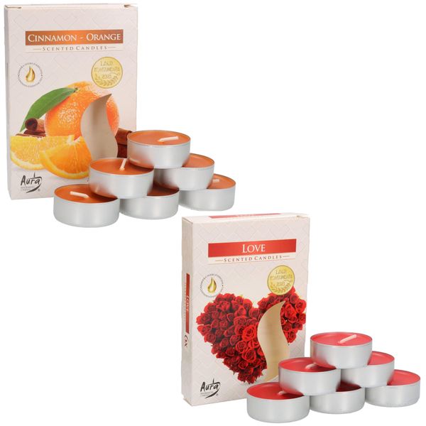 Kotarbau® Confezione Da 12 Candele Profumate Cannella - Arancia Love Tea Light Profumate Tempo Di Combustione 4 Ore-image