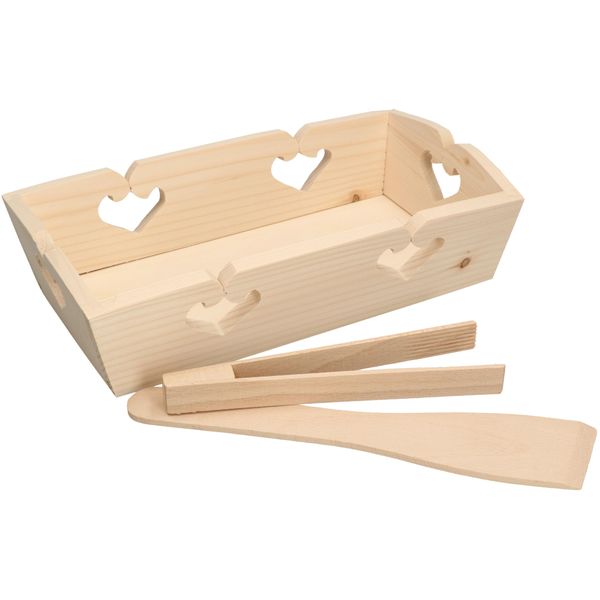 Kotarbau Set Di Piccoli Vassoi In Legno Rettangolari Con Cuori, Pinze E Spatola Vassoio Da Portata Vassoio Decorativo Vassoio Da Cucina-image