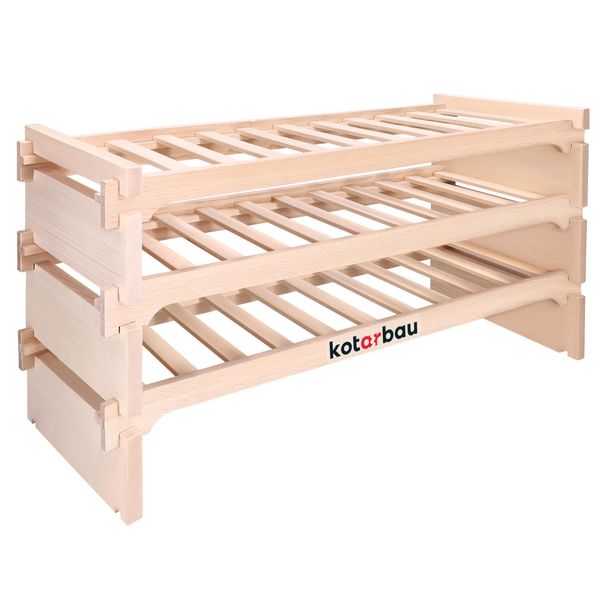 Kotarbau® Portabottiglie Con 3 Ripiani Per 30 Bottiglie Portabottiglie In Legno Di Faggio 113 X 48 Cm Portabottiglie Con Montanti In Legno Portabottiglie Per Vino Stabile Portabottiglie In Legno 10 Bottiglie Per Ripiano Armadio Per Vino Flasc-image