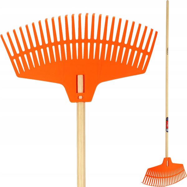 Rastrello Kadax Per Erba E Foglie, Rastrello Largo Con Manico Lungo In Legno, 160Cm-image
