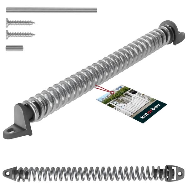 Kotarbau® Chiudiporta Per Cancello Da Giardino 28 Cm Chiudiporta In Acciaio Zincato Argento Molla Di Tensione Della Porta Molla Del Chiudiporta Per Porta Esterna-image