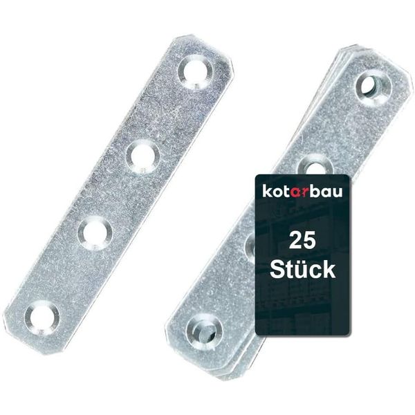 Kotarbau® Set Di 25 Piastre Forate 80 X 16 Mm Argento Zincato Connettore Piatto Connettore In Legno Interno - Esterno Piastra Forata Connettore In Acciaio Lamiera Forata Barra Piatta-image
