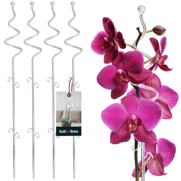 Kotarbau® Set Di 4 Supporti Per Piante In Pvc Trasparente Da 58 Cm A Spirale Supporto Per Piante Rampicanti Supporto Per Piante Da Interno Supporto Per Orchidee Da Giardino Supporto Per Piante Decorativo Supporto Per Piante Da Interno Aste Per Piante Rampicanti-image