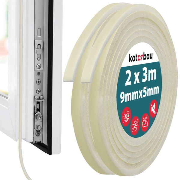 Kotarbau® 2 Pezzi Nastro Sigillante In Schiuma 5X9 Mm X 3M Sottile PU1 Nastro Sigillante Per Finestre Nastro Sigillante Autoadesivo Per Porte Nastro Sigillante Autoadesivo Per Finestre Nastro Sigillante Autoadesivo Bianco Per Finestre Nastro Sigillante-image