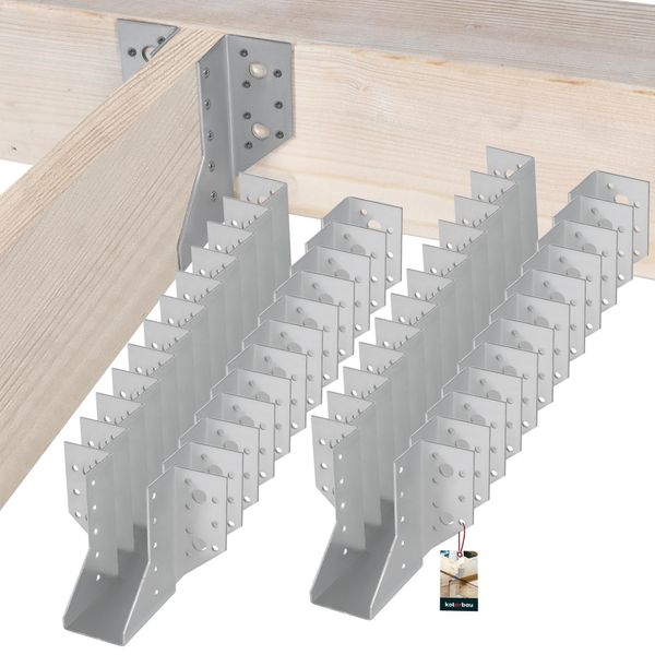 Kotarbau® Set Di 25 Ganci Per Travi 50 X 105 Mm Ganci Per Travi In Acciaio Zincato Ganci Per Travi Connettori Per Travi Pesanti Connettori Per Travi In Legno Travi In Legno-image