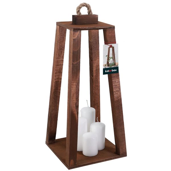Kotarbau® Lanterna In Legno Marrone 20 X 20 X 41 Cm Lanterna Da Giardino Lanterna In Legno Per Esterni E Interni Lanterna Da Soggiorno Per Fiori E Candele Lanterne Da Matrimonio-image