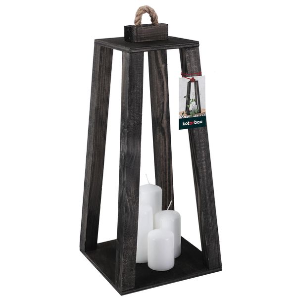 Kotarbau® Lanterna Di Legno Nera 20 X 20 X 41 Cm Lanterna Da Giardino Lanterna Di Legno Per Esterni E Interni Lanterna Da Soggiorno Per Fiori E Candele Lanterne Da Matrimonio-image