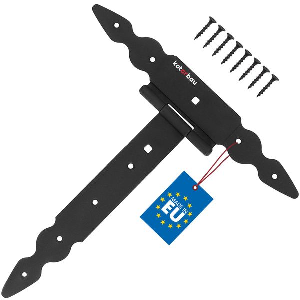 Kotarbau® Cerniere A T Nere L: 250 Mm Cerniere A Croce In Acciaio Verniciato A Polvere Cerniera Per Cancello Da Giardino Cerniera Per Porta In Legno Cerniera Per Persiana Nera Cerniere Per Cancello Cerniere Per Porte Pesanti Ferramenta Per Cancello Da Giardino Cerniera Per Cancello Da Giardino-image