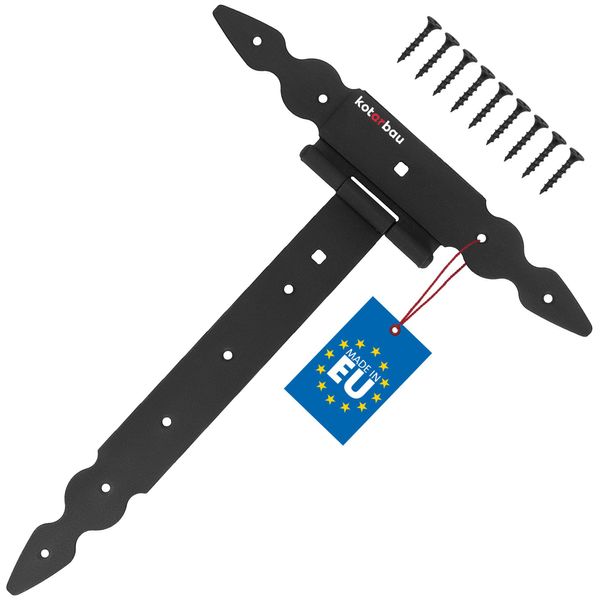 Kotarbau® Cerniere A T Nere L: 300 Mm Cerniere A Croce In Acciaio Verniciato A Polvere Cerniera Per Cancello Da Giardino Cerniera Per Porta In Legno Cerniera Per Persiana Nera Cerniere Per Cancello Cerniere Per Porte Pesanti Ferramenta Per Cancello Da Giardino Cerniera Per Cancello Da Giardino-image