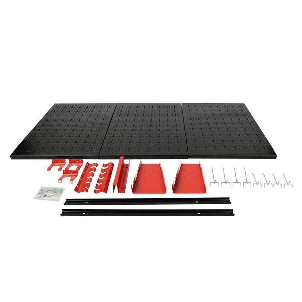 Parete Attrezzi Wiltec 120X60Cm Composta Da 3 Pannelli Forati Con 17 Ganci Per Appendere Gli Attrezzi Da Lavoro Porta Attrezzi Parete Forata-image