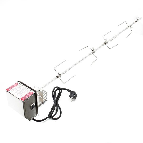 Spiedo Per Barbecue 112Cm 230V In Acciaio Inox, Incl. 4 Pinze Per Carne, Spiedo Girevole RôTisserie-image