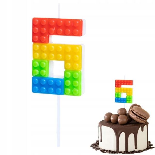 Candela Di Compleanno Lego Numero 6 Colorata Per Festa Di Compleanno-image