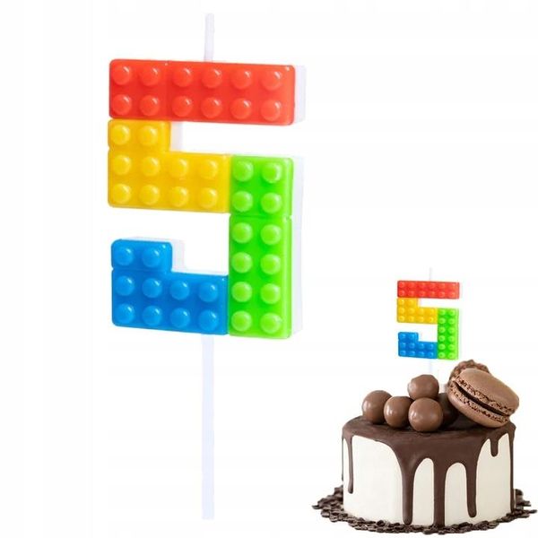 Candela Di Compleanno Lego Numero 5 Colorata Per Festa Di Compleanno-image