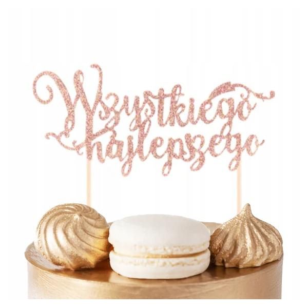 Cake Topper Di Buon Compleanno Oro Rosa Glitter Festa Di Compleanno-image