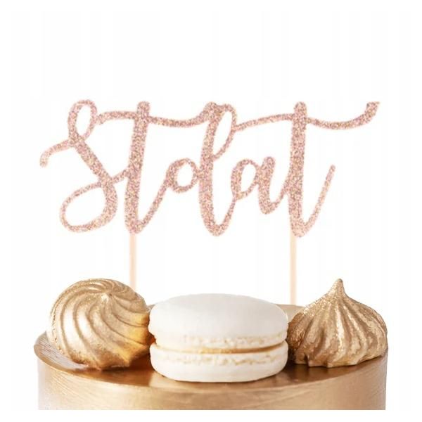 Cake Topper Cento Anni Rosa Oro Glitter Per Festa Di Compleanno-image