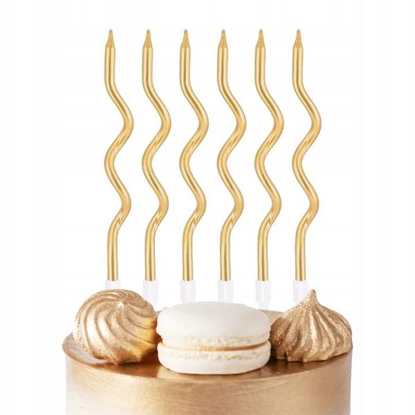 Candele Di Compleanno A Spirale Oro Decorazione 6 Pz-image