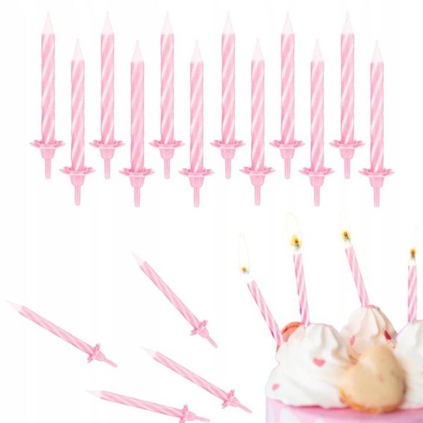 Festa Di Compleanno Candele Rosa Decorazione 24 Pz-image