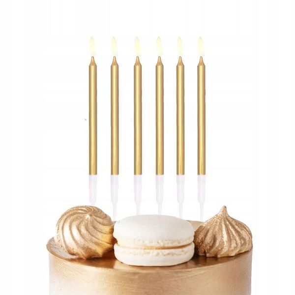 Candeline Di Compleanno Dorate Lunghe 13 Cm Per Festa Di Compleanno 6 Pz-image