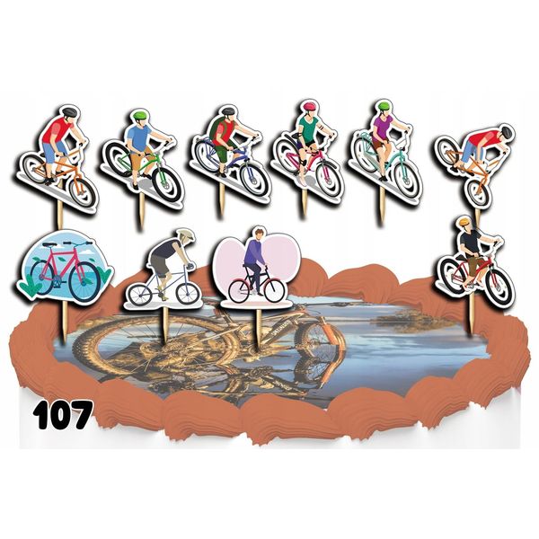 Set Di Decorazione Per Torte - Bicicletta 10 Pezzi.-image