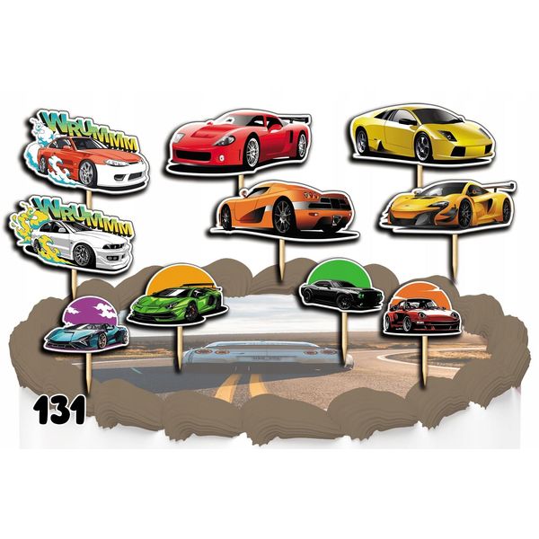 Set Di Decorazione Per Torte - Auto 10 Pezzi.-image