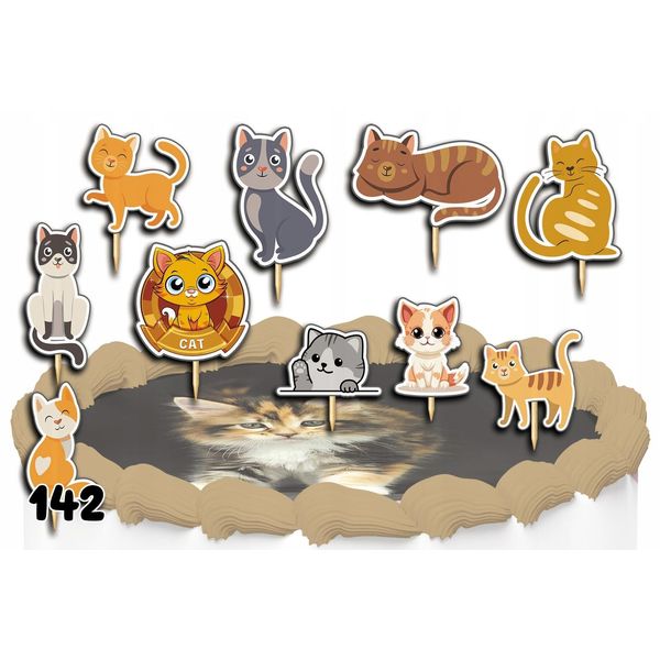 Set Di Decorazione Per Torte - Animali Gatti 10 Pz.-image