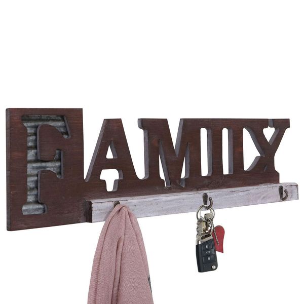 Appendiabiti A Parete HWC-A91 Famiglia, Pannello Appendiabiti, Legno Casa Di Campagna Metallo-image