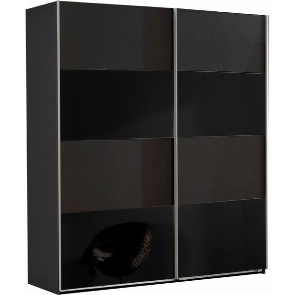 SchwebetüRenschrank Wimex "Easy", Grau (Graphit, Schwarzglas), B:180Cm H:210Cm T:65Cm, SchräNke, SchwebetüRenschrank, Mit Teilglas-image
