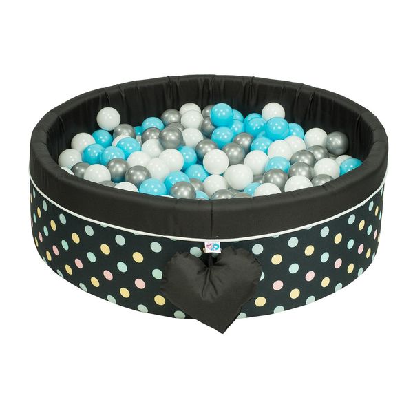 Piscina Di Palline Con Palline Piscina Di Palline Per Bambini 98X30Cm Colore: Nero Con Punti Colorati 300 Pezzi ∅ 7Cm Palline Blu Per Piscina Di Palline-image