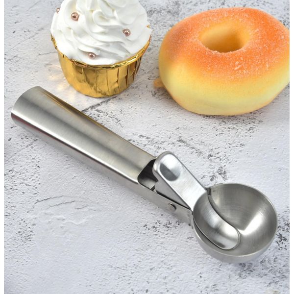 Paletta Per Gelato Da 18 Cm In Acciaio Inox | Stampo Per Paletta Per Gelato Ø-5Cm | Cucchiaio Per Gelato Con Espulsore | Cucchiaio Per Gelato, Palline Di Melone | Utensile Da Cucina | Tuffatore Per Gelato | Spatola Per Gelato | Paletta Per Sorbetto | Paletta Per Gelato-image