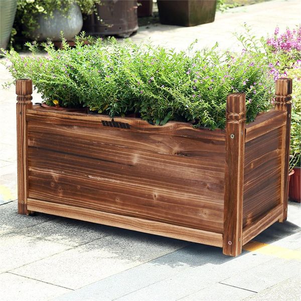 Wisfor Fioriera In Legno Impregnato Per Giardino, Balcone, 60X30X33Cm-image