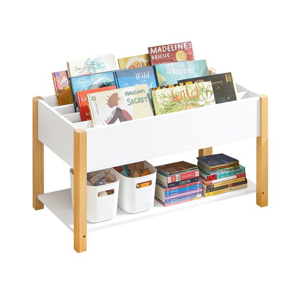 Sobuy Scaffale Per Bambini Scaffale Per Bambini Con Vani Portaoggetti Scaffale Per Libri Per Bambini Scaffale Per Giocattoli Bianco Wd Circa 85X45X42Cm KMB35-W-image