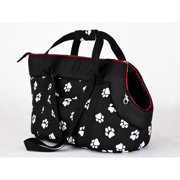 Hobbydog Borsa Da Trasporto Per Cani Borsa Da Trasporto Per Cani Borsa Da Trasporto - Taglia: M - Nera Con Zampe-image