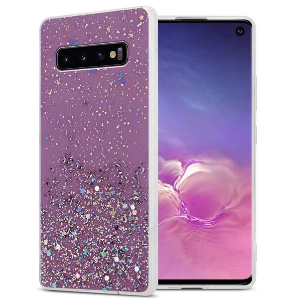 Cadorabo Custodia Per Samsung Galaxy S10 Plus Custodia Protettiva In Viola Custodia Del Telefono Cellulare Tpu Custodia Glitter Cover Custodia Glitter-image