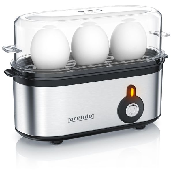 Arendo Cuociuova 3 Volte, 210 W, Acciaio Inox, Durezza Regolabile, Per 1-3 Uova, Argento/Nero-image