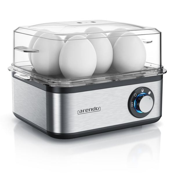 Cuociuova Arendo, 500 W, Acciaio Inox, Durezza Regolabile, Per 8 Uova, Argento/Nero-image