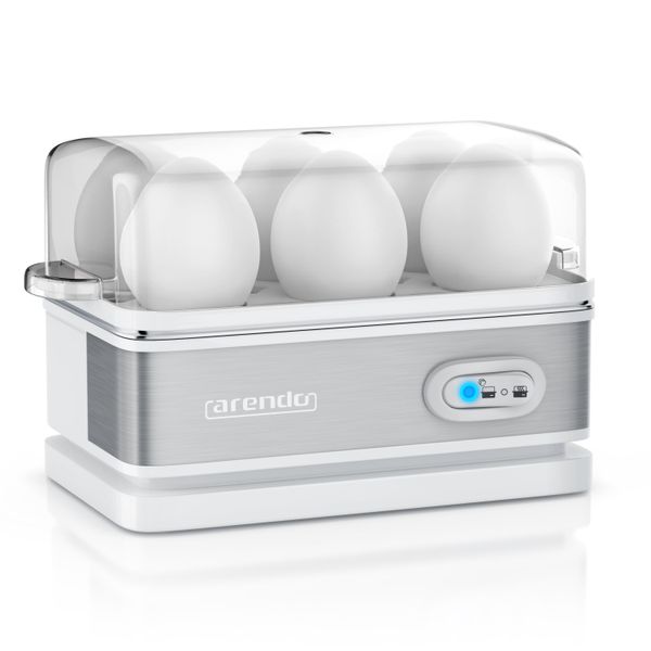 Cuociuova Arendo Per 6 Uova, Acciaio Inox, Funzione Keep Warm, Durezza Regolabile, Segnale Acustico, Incl. Misurino Con Raccogliuova, 400 Watt, Bianco-image