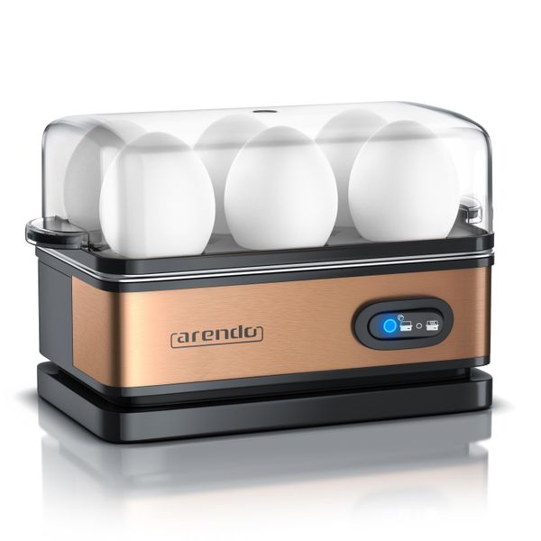 Cuociuova Arendo Per 6 Uova, Acciaio Inox, Funzione Keep Warm, Durezza Regolabile, Segnale Acustico, Incluso Misurino Con Raccogliuova, 400 Watt, Rame-image