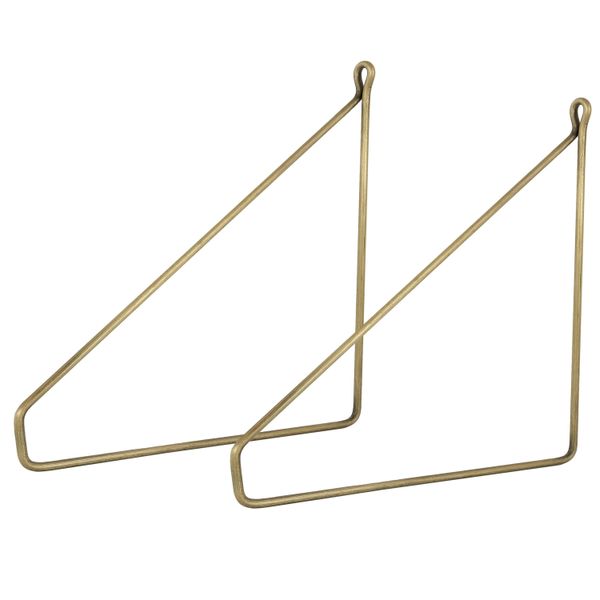 Natural Goods Berlin Supporto Per Mensola Pankow, Supporto Per Mensola, Mensola A Muro, Supporto A Muro, Oro Antico, Per Mensola Da 250 Mm, 2 Pezzi-image
