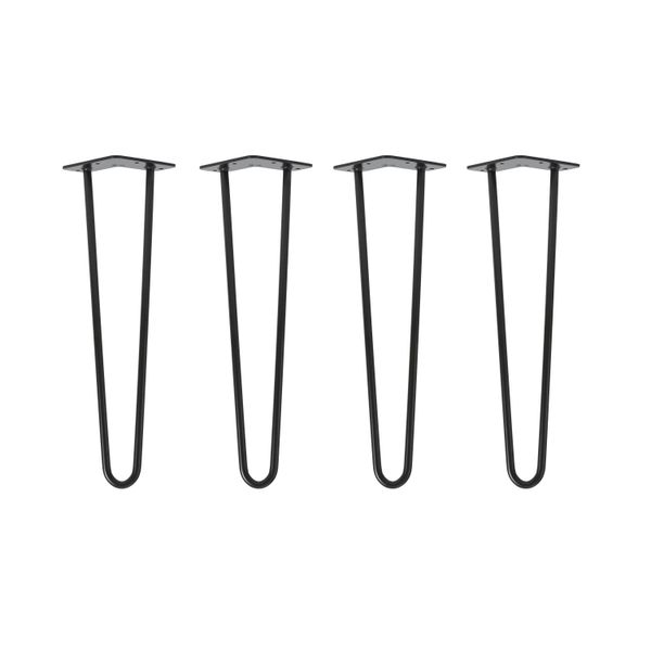 Natural Goods Berlin Gambe Hairpin, Gambe A Forcina, Gambe Per Mobili, Gambe Per Tavoli, Nero, 45 Cm, 2 Montanti, 4 Pezzi-image
