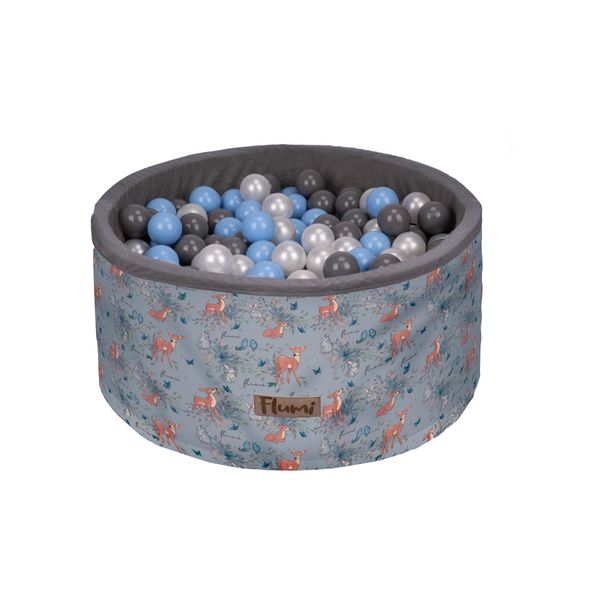 Piscina In Schiuma Flumi 90X40 Cm Con 200 Palline ∅7 Cm – Cerbiatti + Palline Blu-image