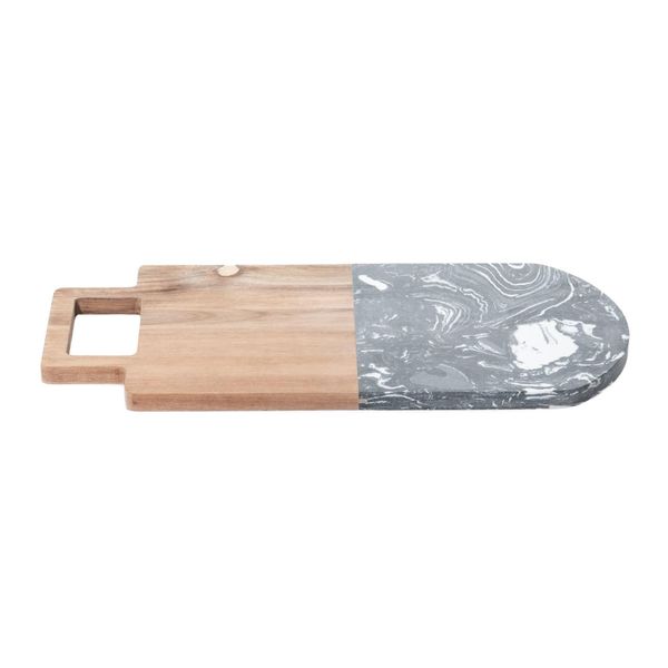 Tagliere In Marmo Con Elemento In Legno, 38 X 18 Cm-image