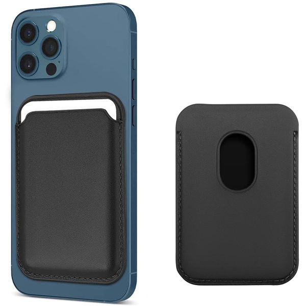 Inf Porta Carte Magnetico Per Iphone Serie 12/13 In Finto Cuoio Nero-image