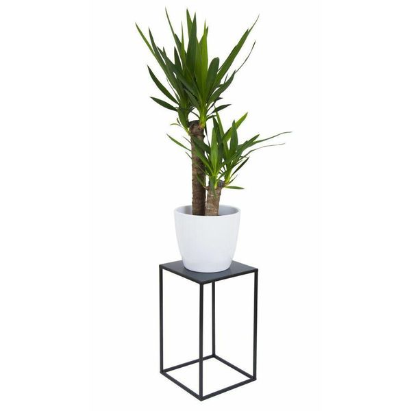 Howhomely Sgabello Per Piante In Metallo 40 Cm - Sgabello Per Fiori In Metallo Nero - Supporto Per Fiori-image