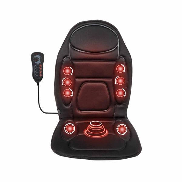 Wiltec Coprisedile Massaggiante Per Auto 105X50Cm Funzionamento Tramite Accendisigari A 12V Con 5 Motori Di Vibrazione E Funzione Calore Coprisedile Nero Coprisedile Massaggiante Coprisedile Massaggiante-image