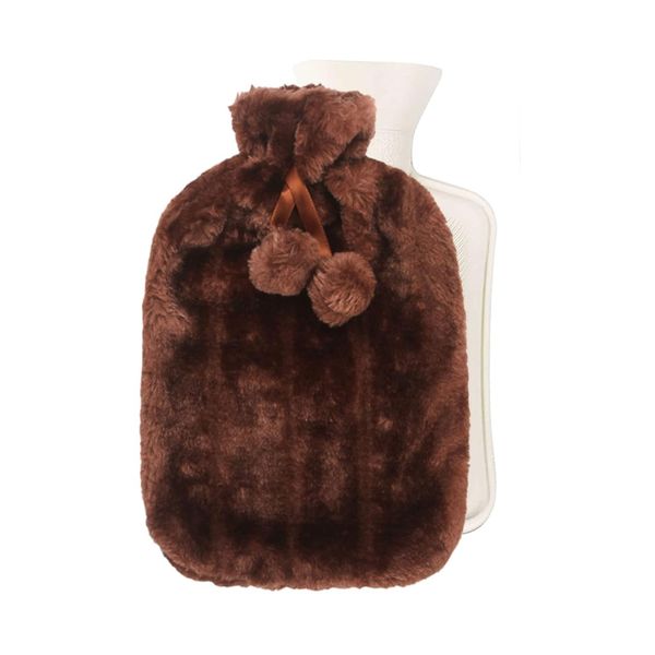 Termoforo Per Borsa Dell'acqua Calda Con Copertura Soffice, Terapia Del Caldo E Del Freddo, Accogliente E Morbido, A Prova Di Perdite, Marrone Scuro-image