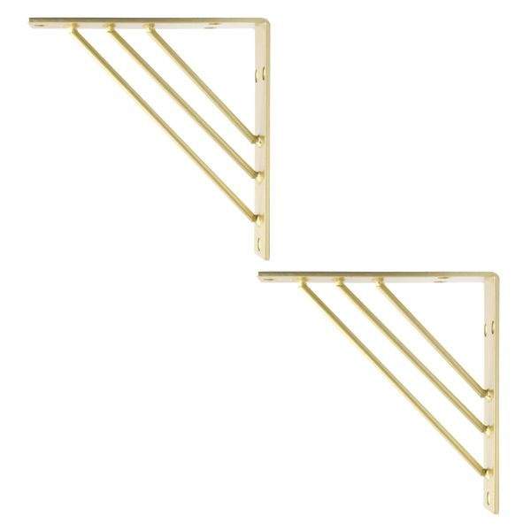 Natural Goods Berlin Supporto Per Scaffale Charlottenburg, Supporto Per Scaffale, Metallo, Montaggio A Parete, Supporto Per Scaffale, Scaffale A Parete, Stretto Per Cucina E Ufficio, Oro, 2 Pezzi-image