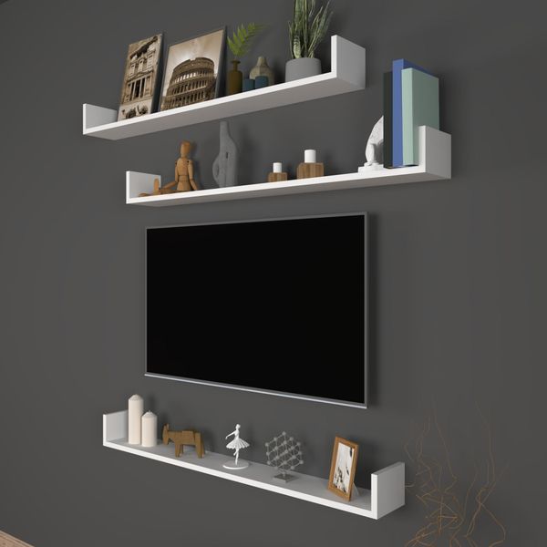 Scaffale Da Parete HöGanäS Set Di 3 Librerie Da Parete Bianco Scaffale 120 X 15 X 12 Cm Scaffale Galleggiante Scaffale Pensile-image