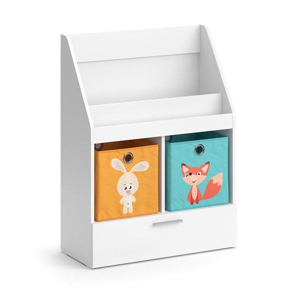 Vicco Libreria Bambini Luigi, 72 X 96.2 Cm Con Cassetto E 2 Scatole Pieghevoli Opt.6, Bianco-image
