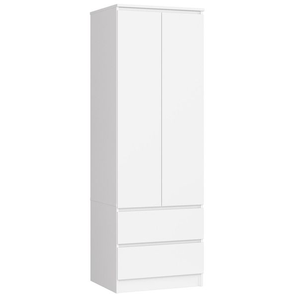Armadio A 2 Ante E 2 Cassetti (L:60Cm / H:180Cm / P:51Cm) In Bianco-image