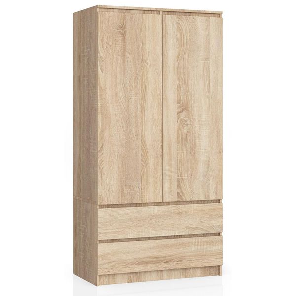 Armadio A 2 Ante E 2 Cassetti (L:90Cm / H:180Cm / P:51Cm) In Rovere Sonoma-image